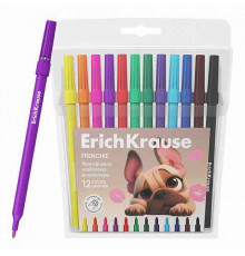 Фломастеры ErichKrause Frenchie, 12 цветов (в футляре с европодвесом 12 шт)