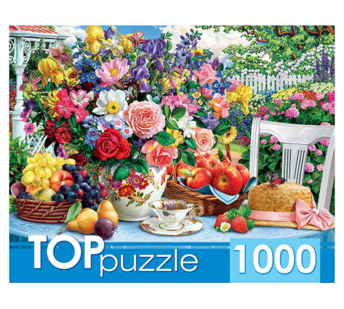 TOPpuzzle. ПАЗЛЫ 1000 элементов.  Летний натюрморт и шляпа