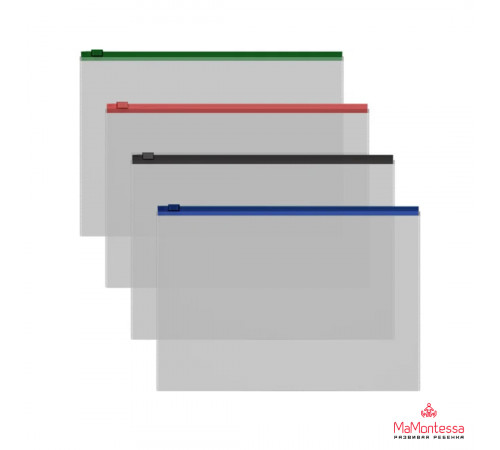 Zip-пакет пластиковый ErichKrause Fizzy Clear, c цветной молнией, A5+, прозрачный, ассорти (в пакете по 12 шт.)61166