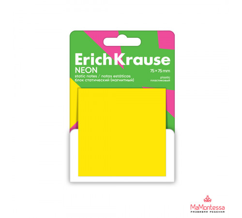 Блок статический (магнитный) ErichKrause Neon, 75х75, 50 листов, желтый,61903 Блок статический (магнитный) ErichKrause Neon, 75х75, 50 листов, желтый,61903