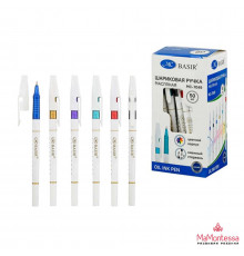 Шариковая ручка с чернилами на масляной основе: цветной пластиковый корпус /цвета пастельные-ассорти/, 0,7 mm, цвет чернил-синий.