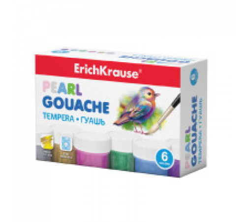 Гуашь ErichKrause® Pearl 6 цветов по 20мл
