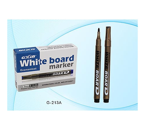 Маркер для белой доски: стираемый; корпус бронзового цвета, колпачок с цветной вставкой, чёрный, 2,0