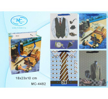 Подарочный пакет Мужская тематика, плотный (210 г.кв.м, цветной с рисунком /ассорти/; размер 18*