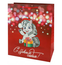 Dream cards Пакет подар. мат.лам.глит. 26,4х32,7х13,6см (L) Пони с подарком,190г ППК-2427