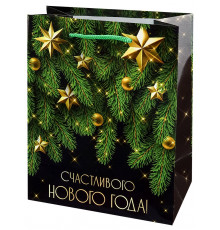 Пакет подарочный с глянц.лам. 18х23х10 см (M) Счастливый Новый год, 157г ППК-2320