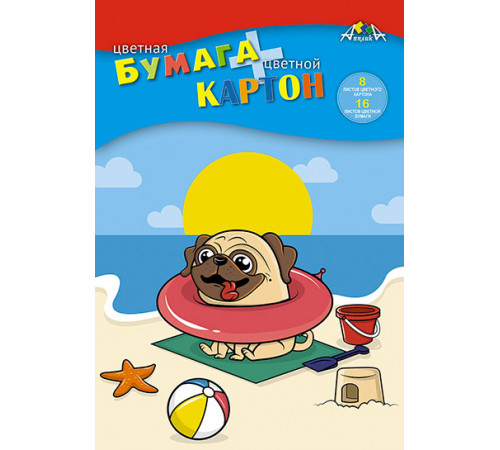 Цветной картон А4 8л,8цв. + цветная бумага А4 16л, 8цв., Цветной картон А4 8л,8цв. + цветная бумага А4 16л, 8цв.,