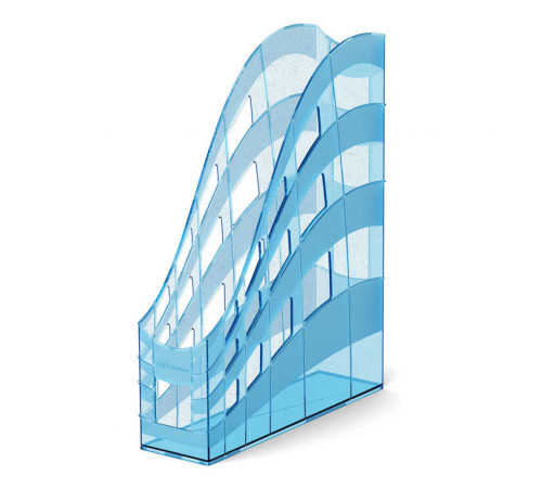 Подставка для бумаг вертикальная пластиковая ErichKrause® S-Wing, Glitter, 75мм, голубая