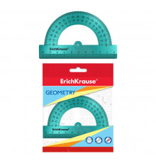 Транспортир пластиковый ErichKrause Ice Metallic, 180°/10см, бирюзовый, во флоупаке