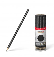 Чернографитный карандаш ErichKrause Jet Black, шестигранный , HB (в тубусе по 42 шт.)