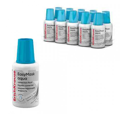 Корректирующая жидкость с кисточкой ErichKrause EasyMask Aqua, на водной основе, 20г  61926
