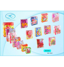 Подарочный пакет: бумажный, рисунок-цветы /ассорти/, 8,0*10,0*4,0 см. МС-1519