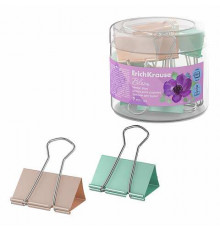 Зажимы для бумаг ErichKrause Pastel Bloom, 32 мм, ассорти (в пластиковой коробке, 9 шт.)