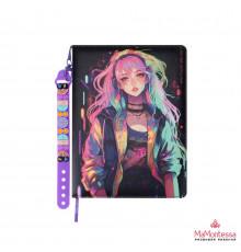 Дневник школьный 48л.  МЕЧТАТЕЛЬНАЯ ДЕВУШКА  (Д48-2633)кож с цв.печ,с подарком в комл -брел,фенечка