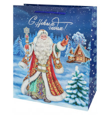 Dream cards Пакет подар. с мат.лам. и глит. 26,4х32,7х13,6 см (L) Дедушка Мороз, 190г ППК-2338