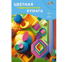 Цветная бумага гофрированная А4 8л., 8цв. папка  