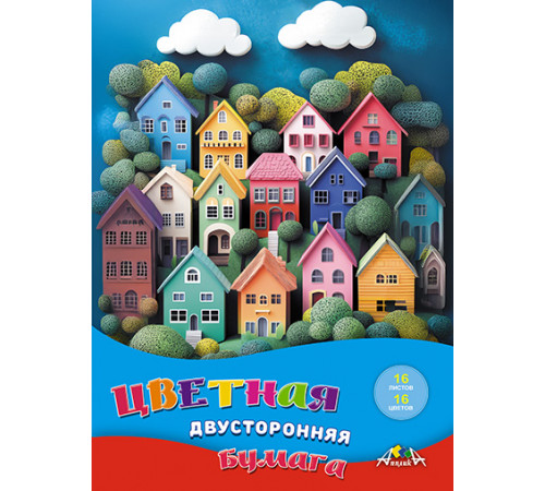 Цветная бумага двухсторонняя А4 16л.,16цв.  