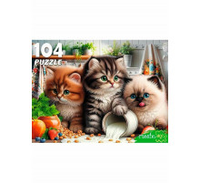 ПАЗЛЫ 104 элемента. ТРИ КОТЕНКА НА КУХНЕ  (арт.Ф104-7605)