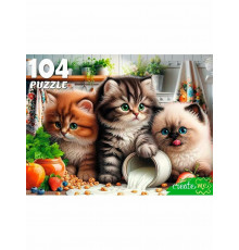 ПАЗЛЫ 104 элемента. ТРИ КОТЕНКА НА КУХНЕ  (арт.Ф104-7605)