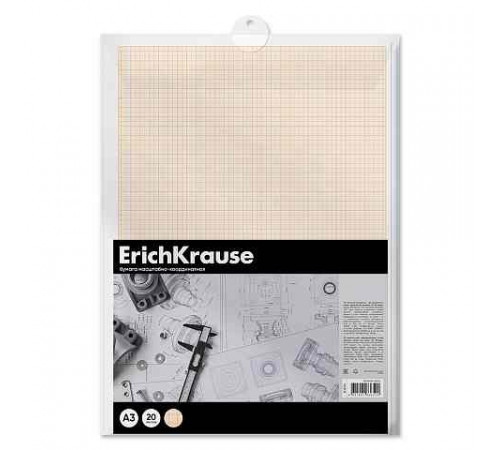 Бумага масштабно-координатная в пластиковой папке ErichKrause, А3, 20 листов