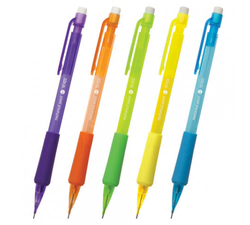 Карандаш механический 0,7мм,STAFF College MP-422,ластик, резин.грип, корп. тон. ассорти, 181423