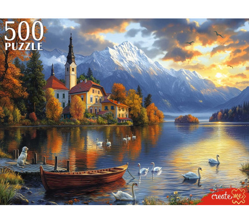 Пр.п.ПАЗЛЫ 500 элементов. ЗАКАТ НА ОЗЕРЕ БЛЕД (арт. Ф500-6632)