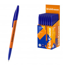 Ручка шариковая ErichKrause Slender Stick Orange 0.7, Super Glide Technology, цвет чернил синий (в коробке по 50 шт.)