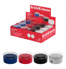 Точилка пластиковая ErichKrause Universe, Classic, с контейнером, ассорти (в коробке-дисплее по 24 шт)