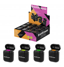 Точилка пластиковая ErichKrause Case, Accent, с контейнером, ассорти (в коробке-дисплее по 24 шт)