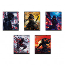 Тетрадь общая ученическая ErichKrause Samurai, 48 листов, клетка, матовая ламинация+выборочный УФ-лак_MIX-PACK