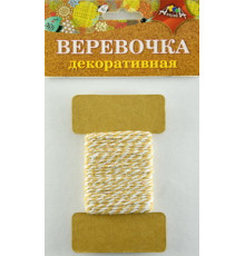 Декоративная ВЕРЕВОЧКА двухцветная коричневая с белым С5066-05
