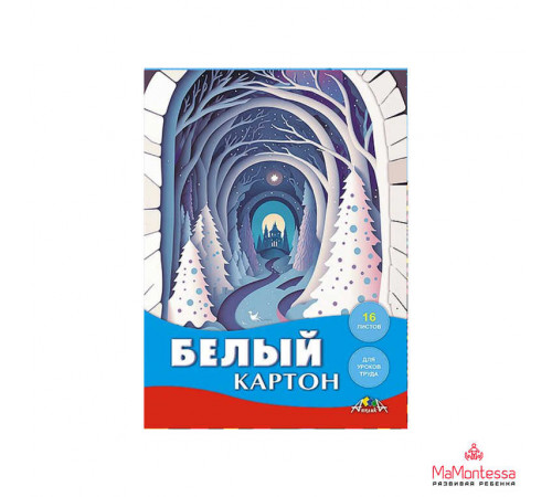 Картон белый А4, 16л. папка 