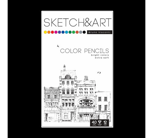 СКЕТЧ КАРАНДАШИ АКВАРЕЛЬНЫЕ SKETCH&ART 12 ЦВ. в металлической коробке