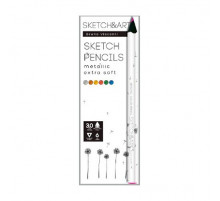 СКЕТЧ КАРАНДАШИ ЦВЕТНЫЕ SKETCH&ART УТОЛЩЕННЫЕ, ГРИФЕЛЬ 4 ММ, МЕТАЛЛИК 6 ЦВ.