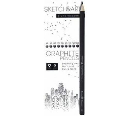 НАБОР КАРАНДАШЕЙ ЧЕРНОГРАФИТОВЫХ SKETCH&ART 4B-14B, 9шт.
