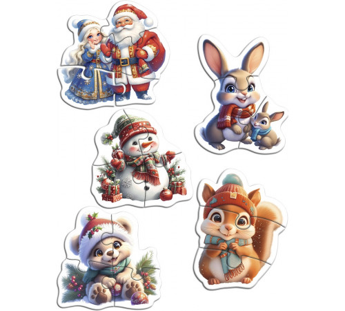 Пр.п.МАКСИ-ПАЗЛЫ. НОВЫЙ ГОД (7 пазлов, 28 деталей) (новая коробка) (арт.П28-8385)