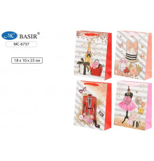 Подарочный пакет ДАМСКИЙ ШИК плотный, цветной с рисунком, с блёстками МС-6737