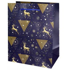 Dream cards Пакет подар. с мат.лам. и тис.фол.18х23х10 см (M) Золотистые олени,190 ППК-2291