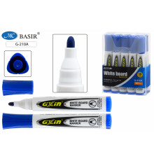 Бас.Маркер для белой доски: стираемый; белый корпус, цветной колпачок, синий, 3,0 mm/400 m, в пластиковой упаковке с европодвесом. G-210A/син/