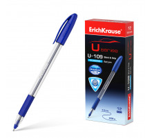 Ручка шариковая ErichKrause U-109 Stick&Grip Classic 1.0, Ultra Glide Technology, цвет чернил синий (в коробке по 12 шт.) 53742
