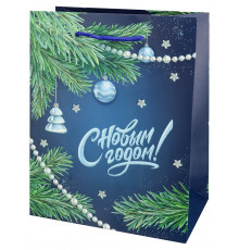 Dream cards Пакет подароч. с мат.лам. и глит. 18х23х10 см (M) Новогодние бусы,190г ППК-2310