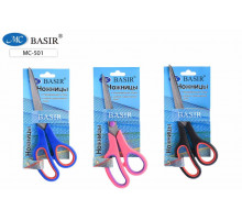 Ножницы, пластиковые ручки, резин.вставки, длина 21,5cm,лезвие 11cm МС-501