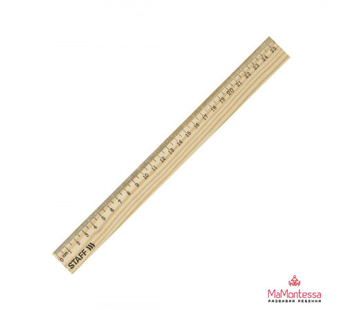 Линейка деревянная 25 см, STAFF, канадская сосна, 210799