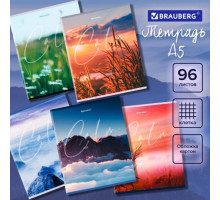 Тетрадь А5 96 л. BRAUBERG скоба, клетка, обложка картон, 