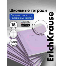 Тетрадь школьная ученическая ErichKrause Классика Visio фиолетовая, 18 листов, клетка (в плёнке по 10 шт.)44981