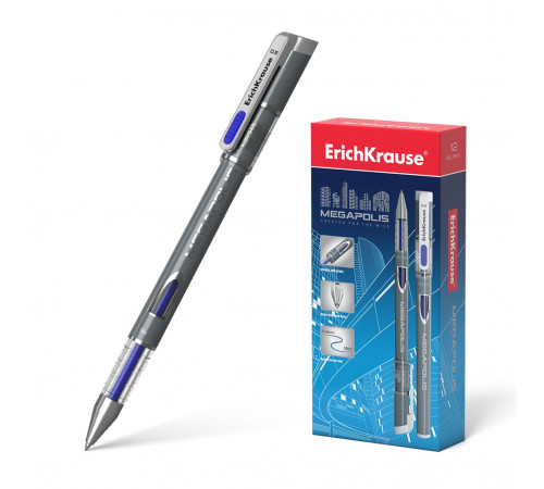 Ручка гелевая ErichKrause® MEGAPOLIS Gel, цвет чернил синий  (в коробке по 12 шт.) 92