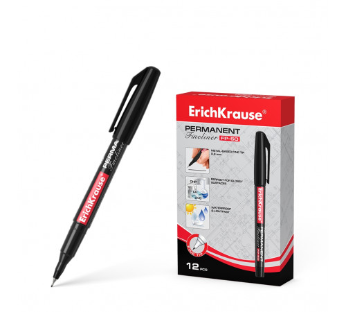 Перманентный линер ErichKrause®  FP-50, цвет чернил черный 37068