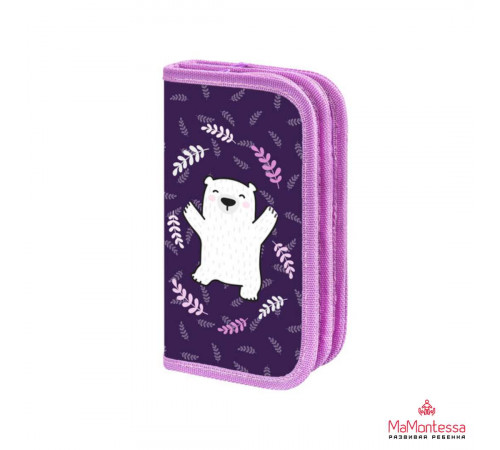 Пенал ПИФАГОР, 2 отделения, ламинированный картон, 19х11 см, Happy bear, 272246