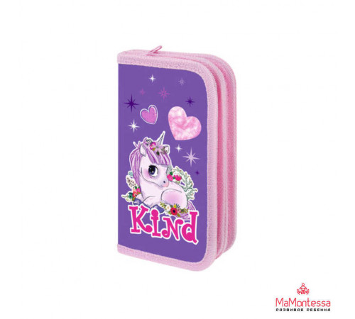 Пенал ПИФАГОР, 2 отделения, ламинированный картон, 19х11 см, Happy Unicorn, 271533