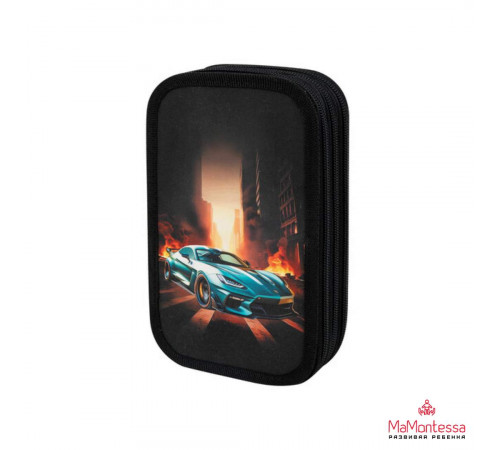 Пенал ЮНЛАНДИЯ, 3 отделения, картон с эффектом soft-touch, 19х11 см, Fire car, 272267